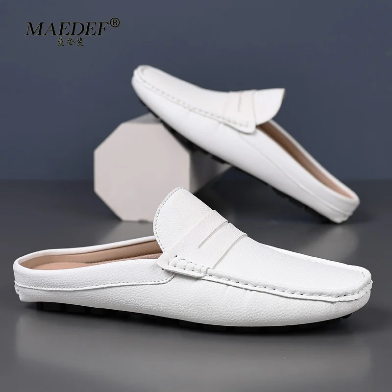 Men's Mules Lightweight Suede Casual Shoes New Men Lazy Leisure Breathable Half Support Slippers Slip on Walking Shoes Moccasin