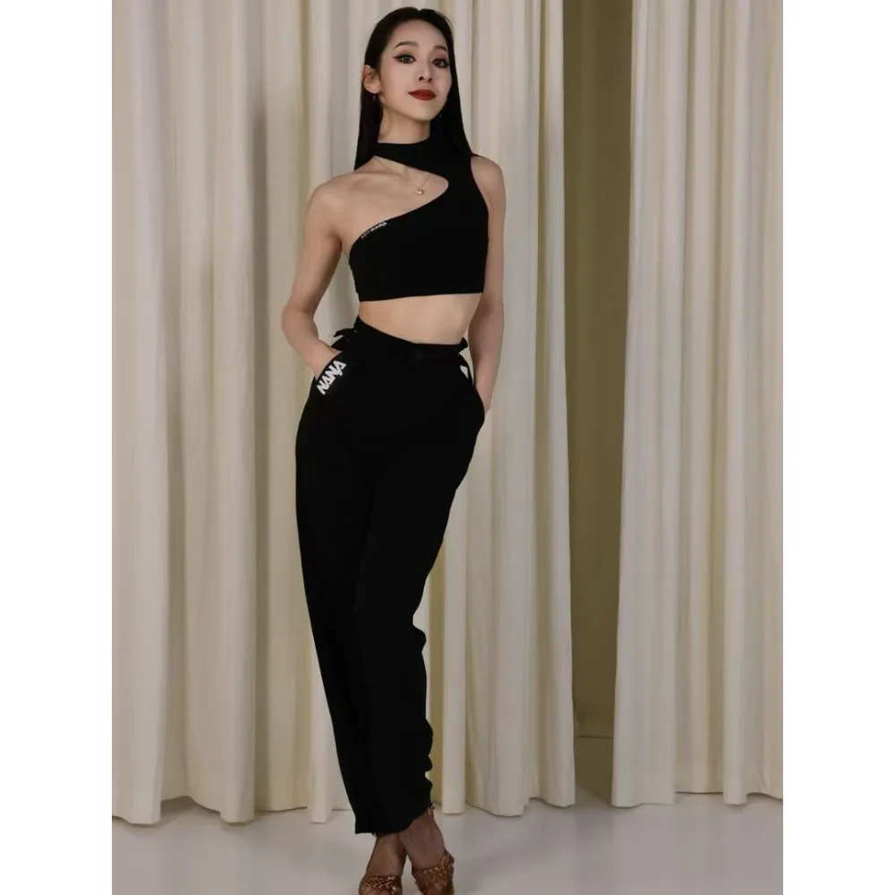 Customized Latin Ballroom Dance High-Waisted Practice Pants for Women - Versatile, Flattering, Wide-Leg Modern Dance Trousers