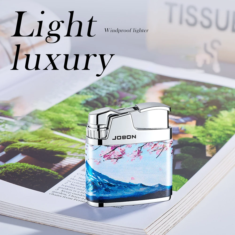 JOBON Windproof Direct Flame Lighter Exquisite Printing One Key Ignition Compact Rotary Ignition Tool Portable Lighter view 5