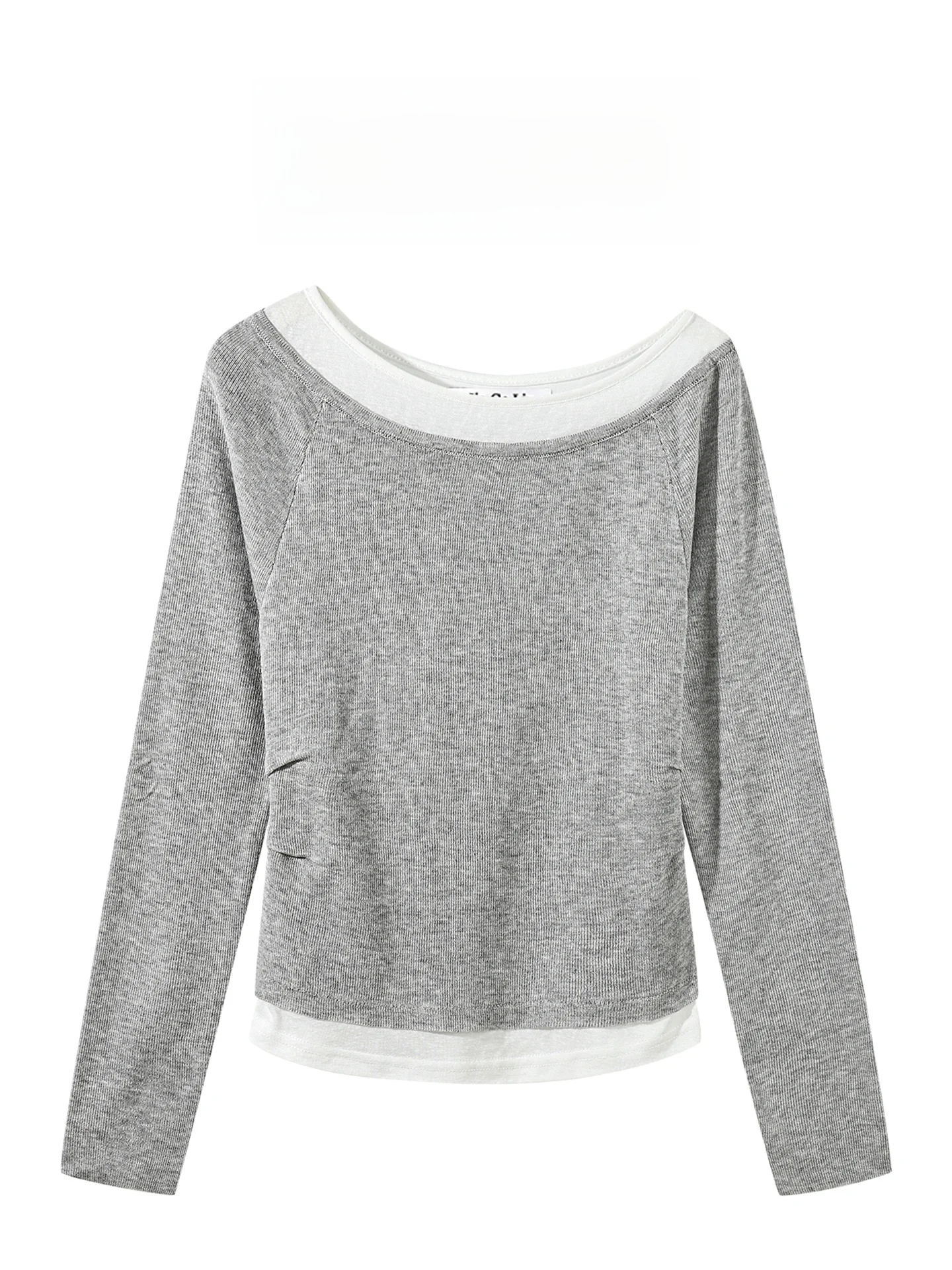 

JiaGeLin, корейский Sle, простой модный вязаный длинный свек T irt, женский повседневный костюм на одно плечо, ранняя осень, повседневный комплект из двух предметов...