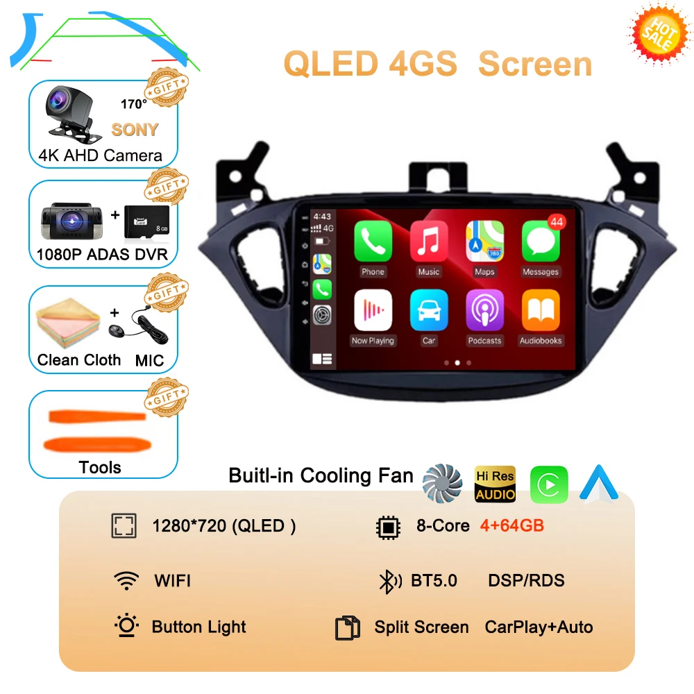 Android 16 Auto voor Opel Corsa E 2015-2019 voor Opel Adam 2013-2016 Multimedia Videospeler Radio Carplay Auto GPS WIFI+4G Stereo