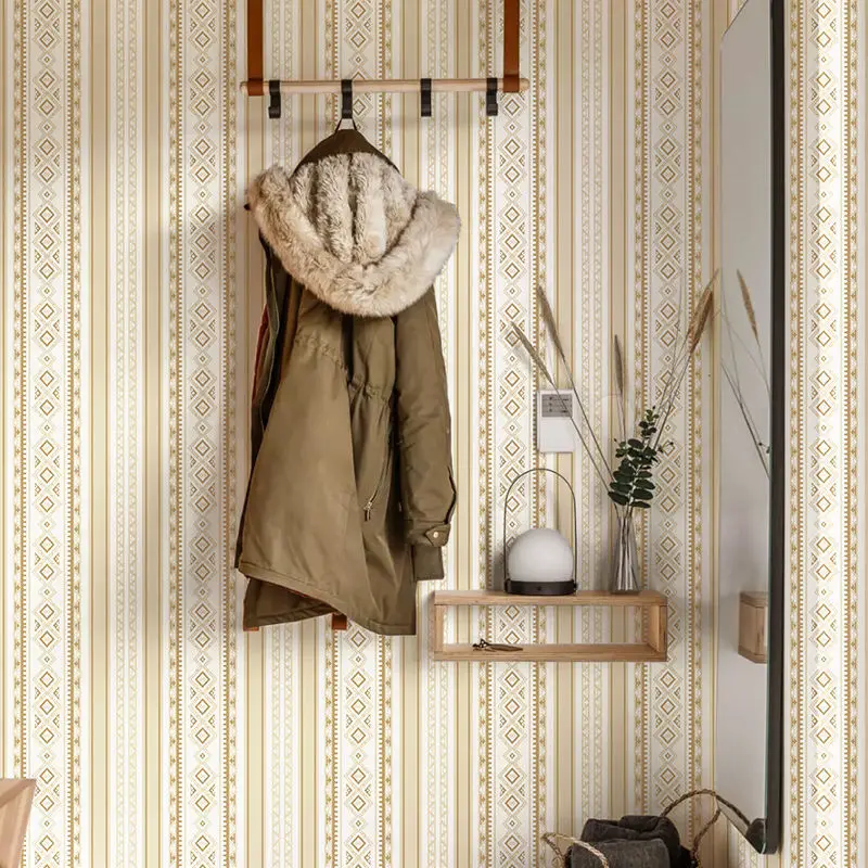 Imagem -05 - Nórdico Listrado Papel de Parede Retro Azul Bege Vermelho Sala Estar Quarto Fundo do Hotel Pvc à Prova D3d Água 3d Geometria Grade