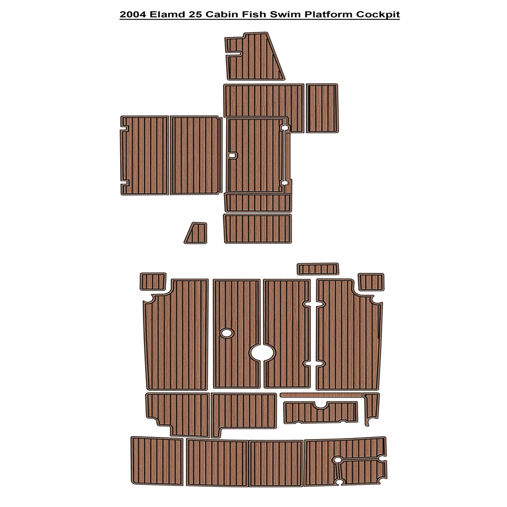 

2004 Elamd 25 Cabin Fish Swim Platform Cockpit Pad Boat EVA Foam Faux Teak Floor Mat SeaDek Gatorstep Style Self Adhesive cmf63d