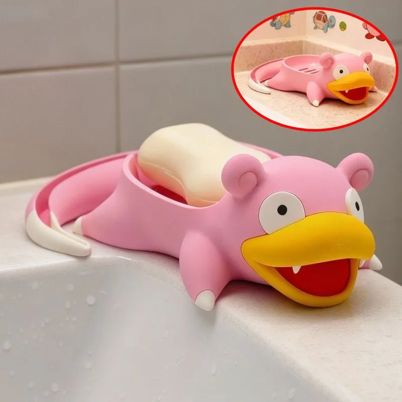 Pokemon Slowpoke Drain Seifenbox Cartoon Anime Kreative Waschtisch-Seifenablage Küche Badezimmer Arbeitsplatte Rutschfestes Regal