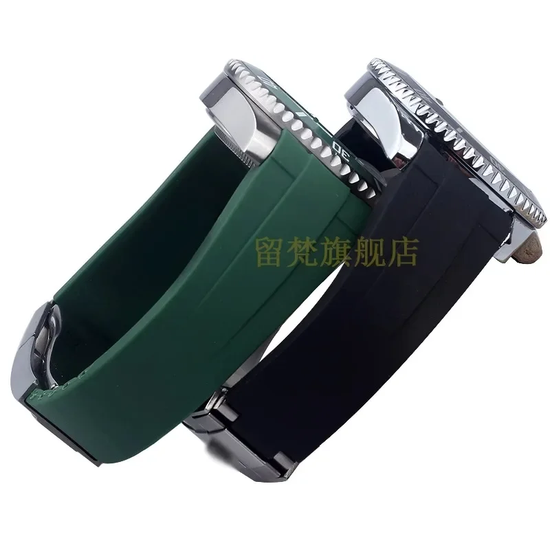 20mm 21mm Rubber Watchband for Rolex Submariner DAYTONA GMT Yacht-Master Silicone Strap Black Watch Band Bracelet