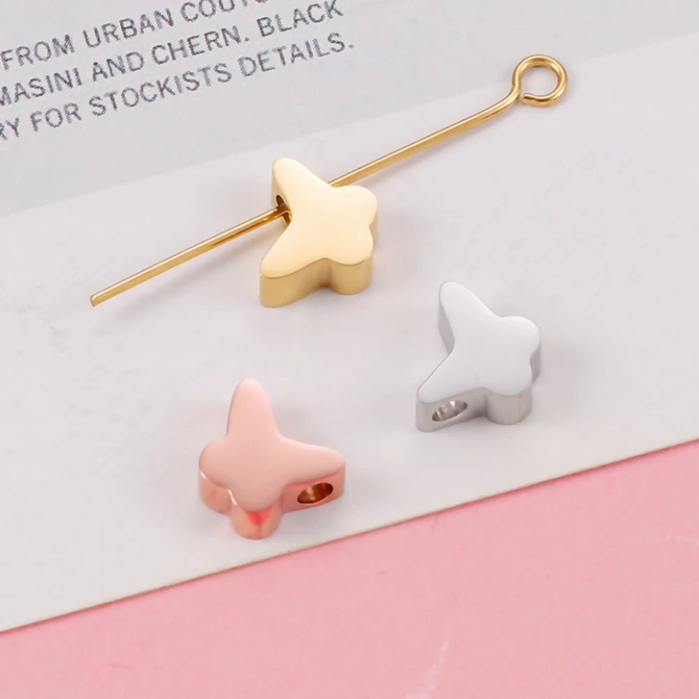 

10Pcs/Lot Mirror Polish Stainless Steel Butterfly Beads For DIY Making Necklaces Bracelets Fashion Jewelry Accessories