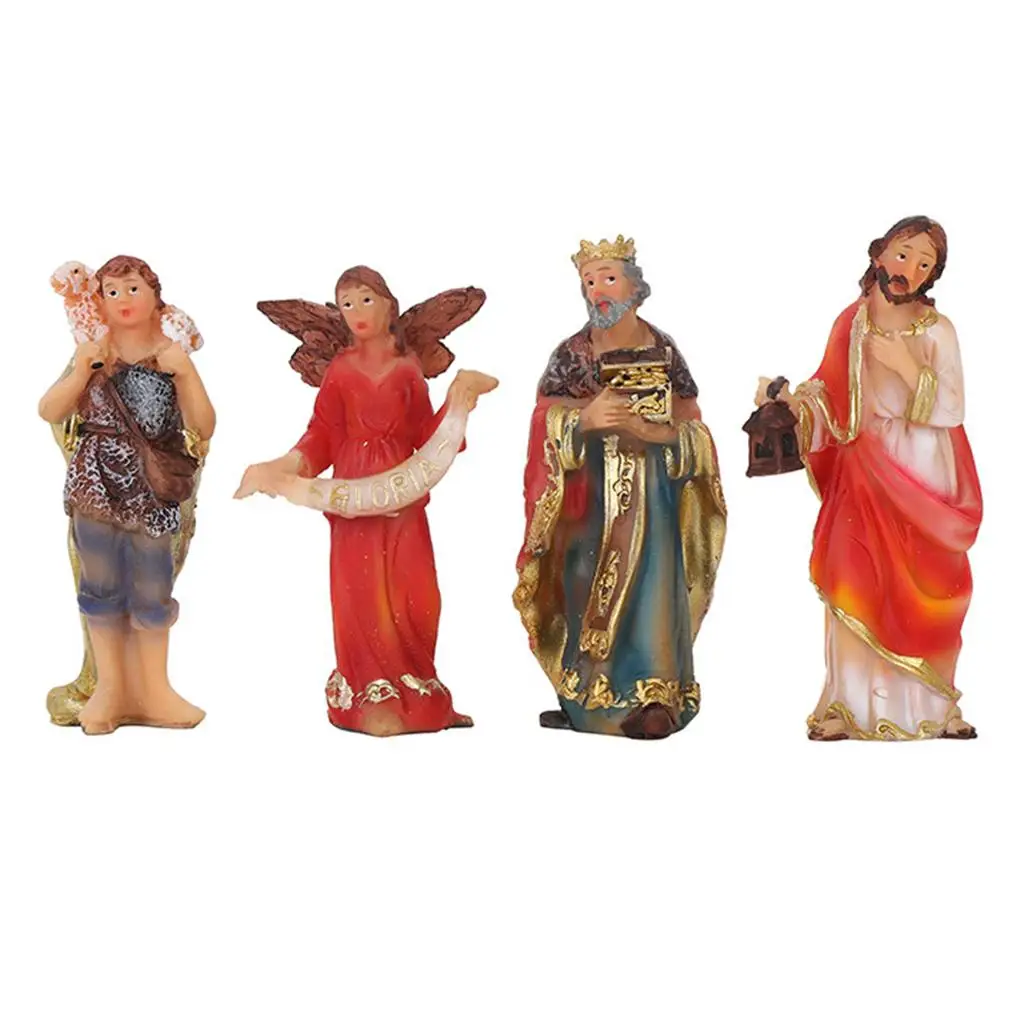 Resin Sacred Holy Nativity Figurine Birth of Jesus Set Religious Shelf Decor , A