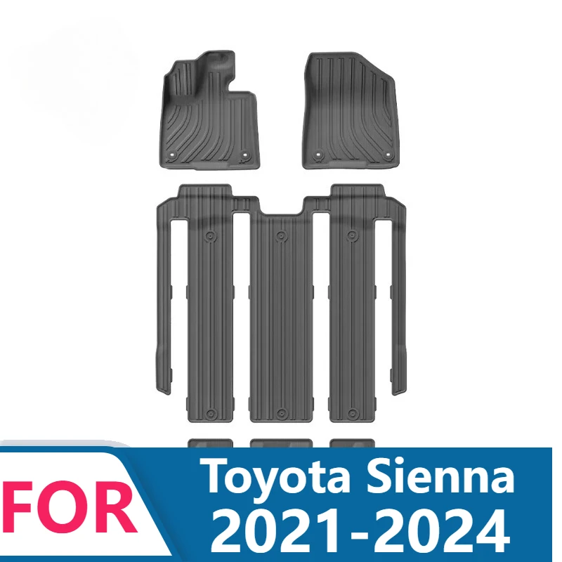 Floor Mats For Toyota Sienna Platinum Hybrid 2021-2024 All-Weather TPE Car Mats Full Set Waterproof & Non-Slip Protection 4PCS