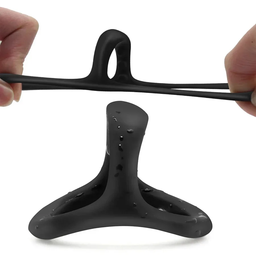 Triple-Loop Silicone Cock Ring–Triangular Design with Stimulating Massage Beads,Erection Enhancer&Delay Ejaculation Male Sex Toy image 6