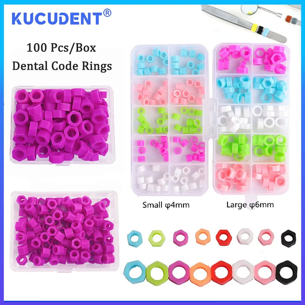 

KUCUDENT 100 Pcs Multi-Color Dental Code Rings Orthodontic Silicone Disinfection Mark Code Circle Autoclavable Instrument Tools