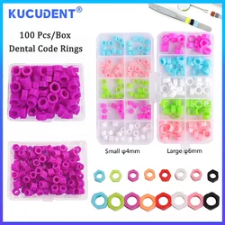 KUCUDENT 100 Pcs Multi-Color Dental Code Rings Orthodontic Silicone Disinfection Mark Code Circle Autoclavable Instrument Tools