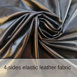 4 Sides Elastic Thin PU Leather Fabric By Meter for Upholstery Sofa Cover Bag Diy Sewing Cloth Waterproof Soft Plain Black Brown