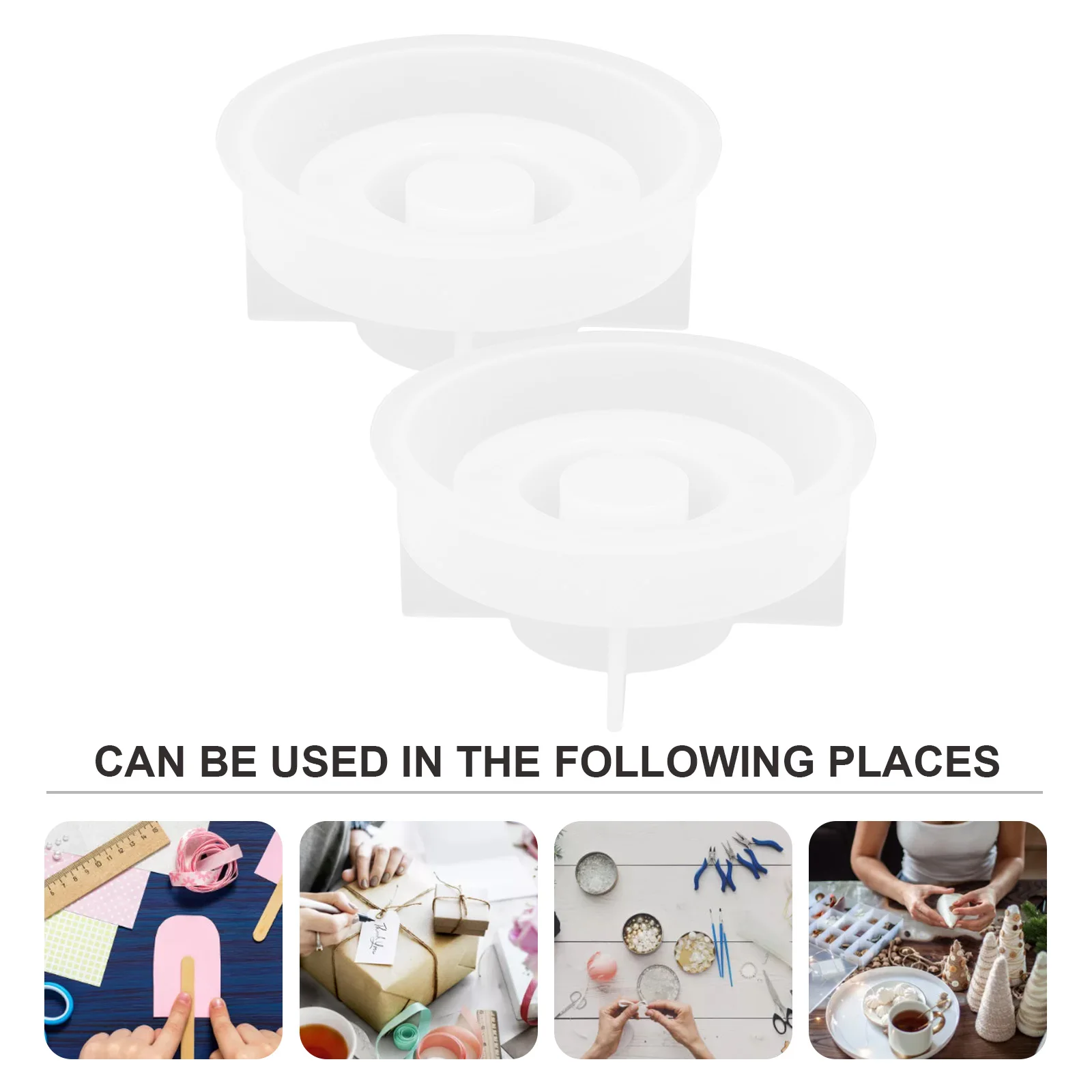 

2 Pcs Round Candlestick Mold Mould Small Taper Silica Gel Holders for Table