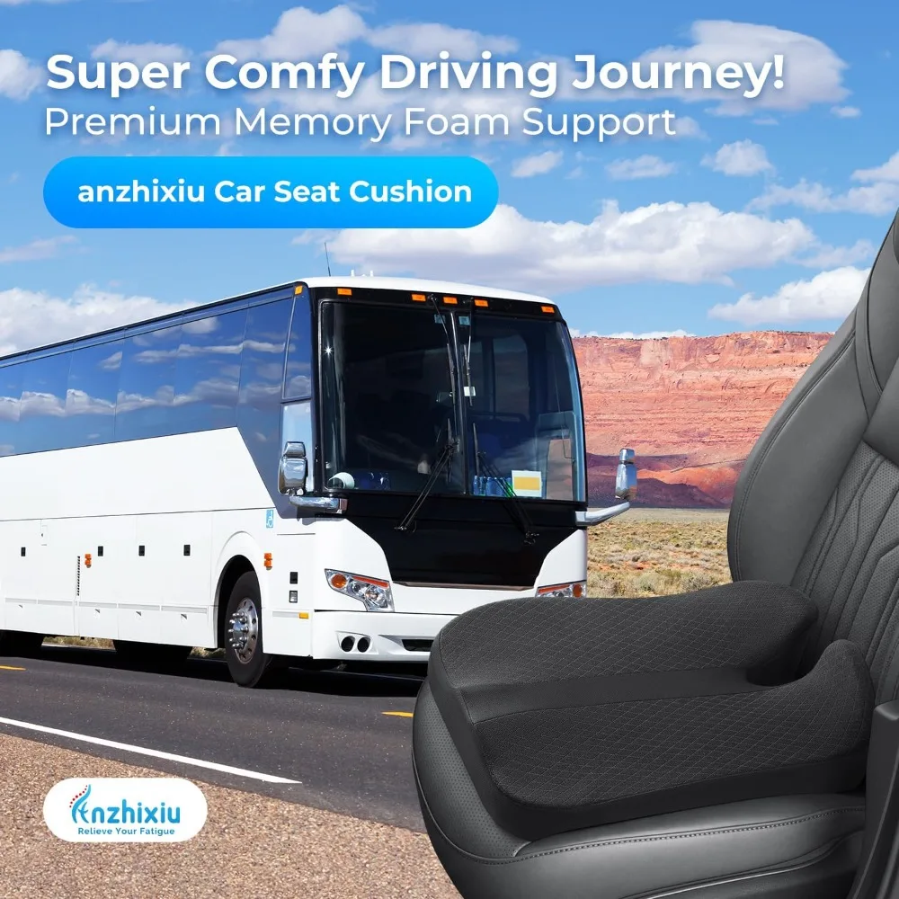 Elevated Car Seat Cushion for Improved View & Back Support - Black