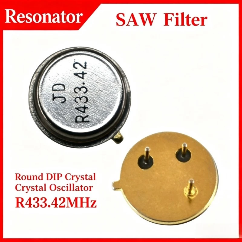 Three Pin DIP Round SAW Filter R433.42MHz Gold Plated Resonator JD Brand New Original Crystal