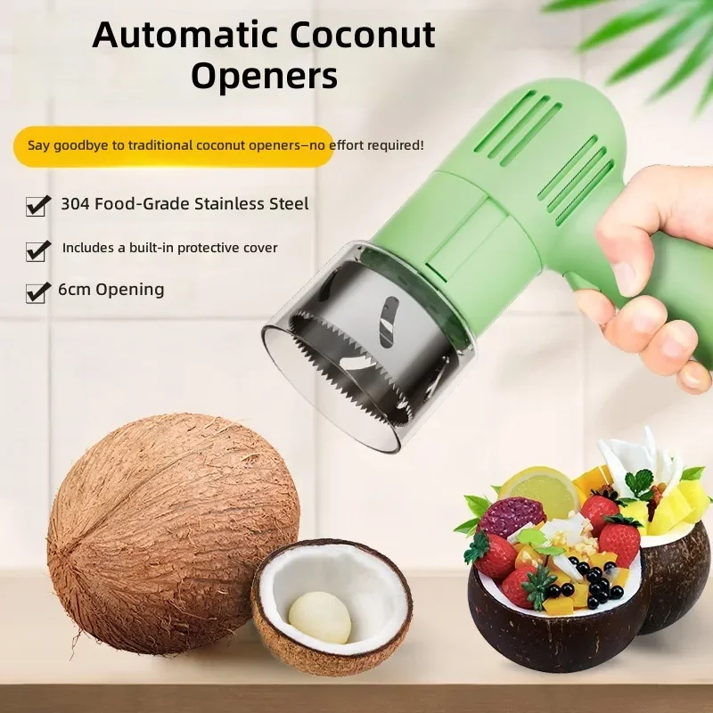 for Automatic Coconut Opener Electric Stainless Steel Punching Tool Green and Old Coconut Shell Opening Device Kitchen Gadget