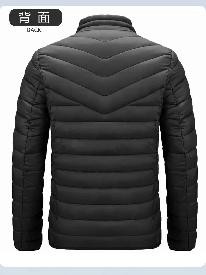 Men Stand Collar Parkas Men Faux Down Padded Jacket Men Lightweight Warm Winter Parkas Men Windproof Solid Color Warm Parkas