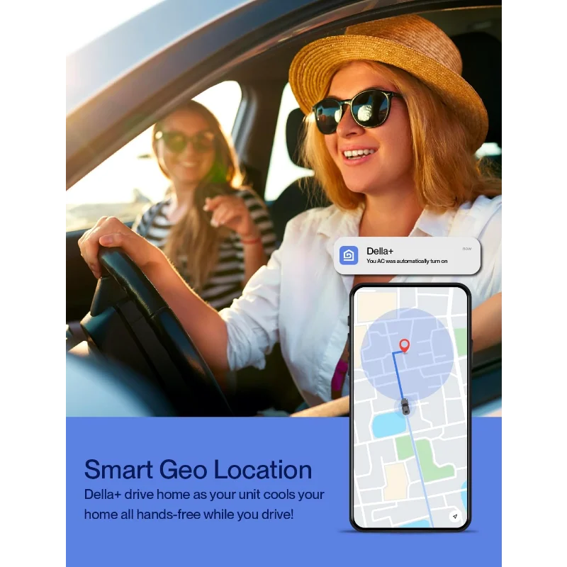 مكيف هواء نافذة ذكي DELLA 5000 BTU متوافق مع Alexa، يبرد حتى 150 متر مربع. قدم، وحدة تيار متردد للغرفة الصغيرة مع موقع GEO،