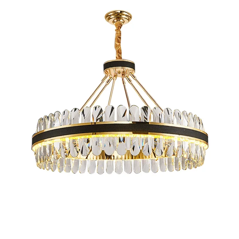 

LED Postmodern Round Oval Crystal Chandelier Lighting Lustre Suspension Luminaire Lampen For Dinning Room