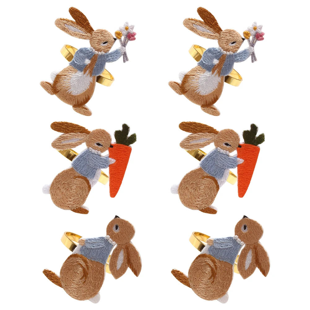 

6pcs Rabbit Napkin Rings Decorative Buckle Practical Easter Banquet Tableware Kitchen Bar