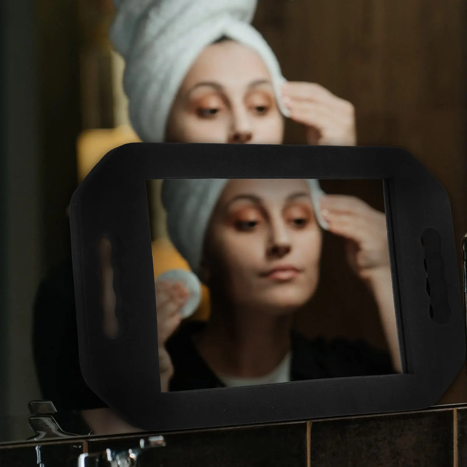 

1 шт. Прямоугольное зеркало с пенопластовой подушкой и двойной ручкой, прозрачная отражающая поверхность для салонов, художников, путешествий, нанесения макияжа