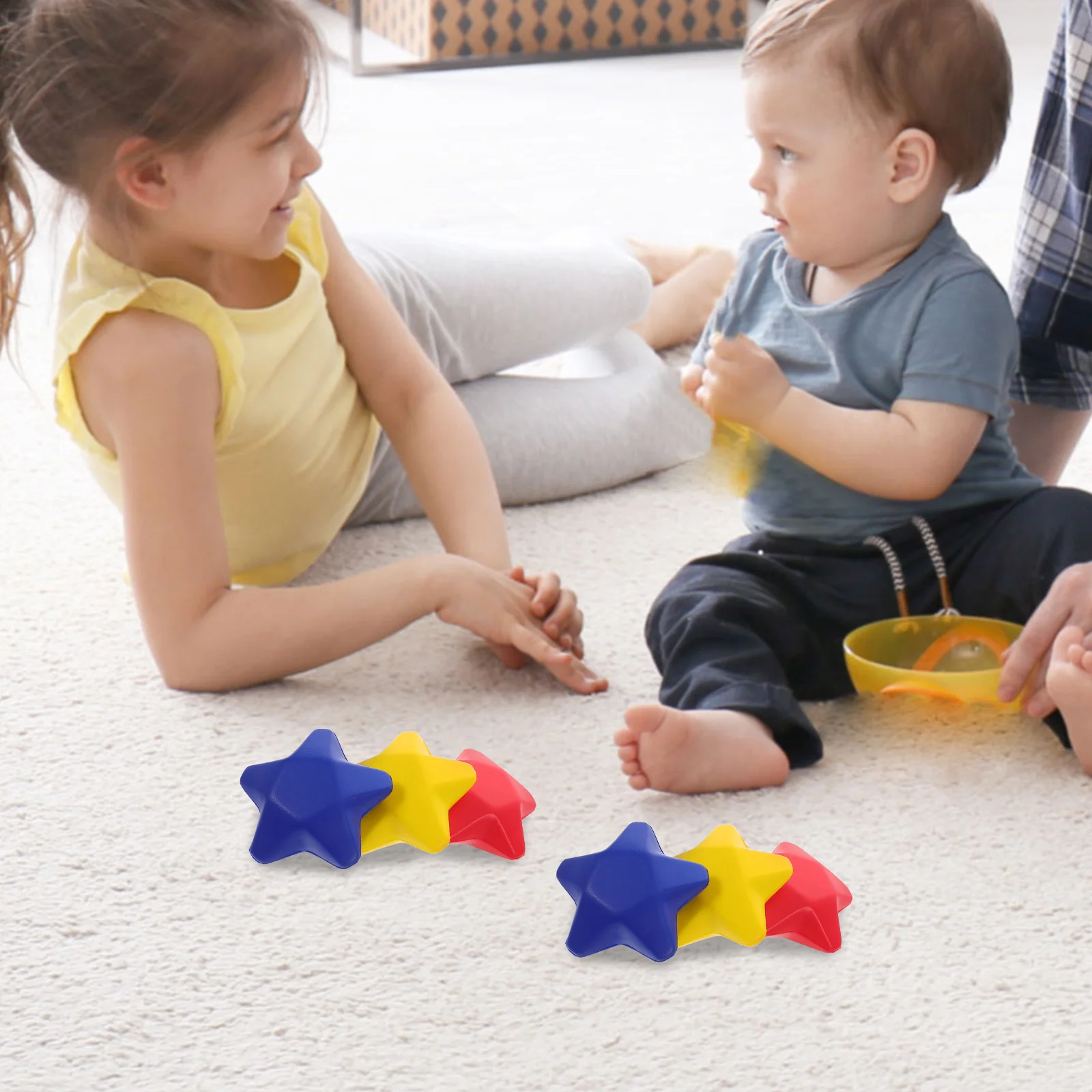 6 قطعة كرة الضغط على شكل نجمة أحمر أصفر أزرق رغوة الضغط الحسي تململ للأطفال البالغين مكتب المدرسة استخدام لطيف اسفنجي مكافحة القلق #1