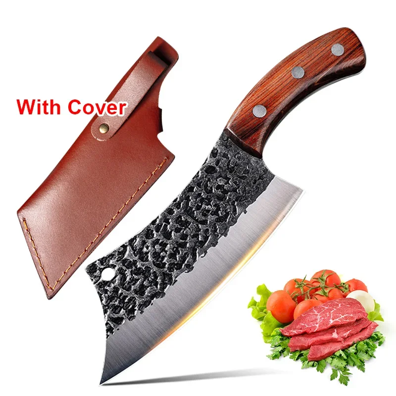 Forged Kitchen Knife 5cr15 Stainless Steel Cleaver Meat Fish Knife Chef Butcher Knife Wood Handle Barbecue Slicing Cooking Tools