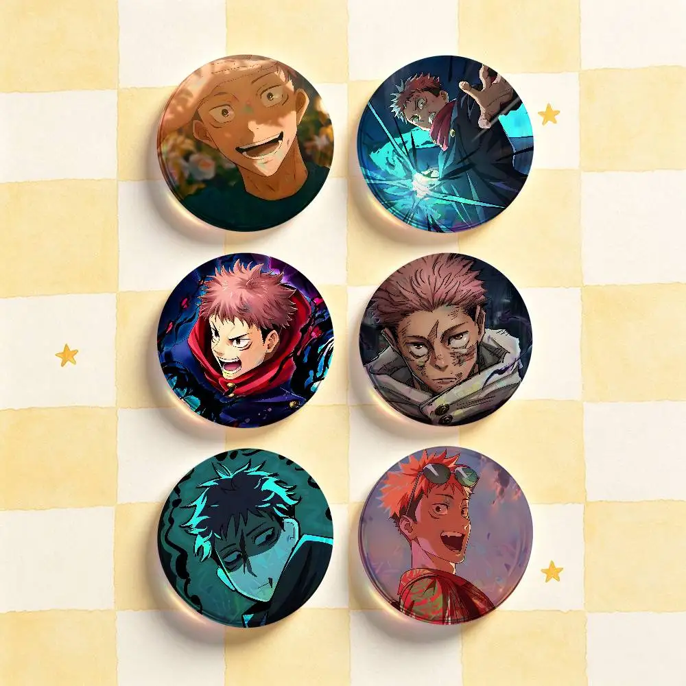 Itadori Yuji Jujutsu kaisen HD Print Badges Pretty Round Display Brooches IP merchandise 32mm 58mm 75mm 44mm 25mm