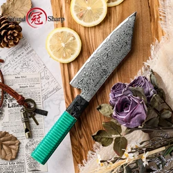 GRANDSHARP 5.5 Inch Professional Bunka Knife Damascus Steel Kitchen Kiritsuke Knives Meat Slicer Fruit Carving Cooking Tool