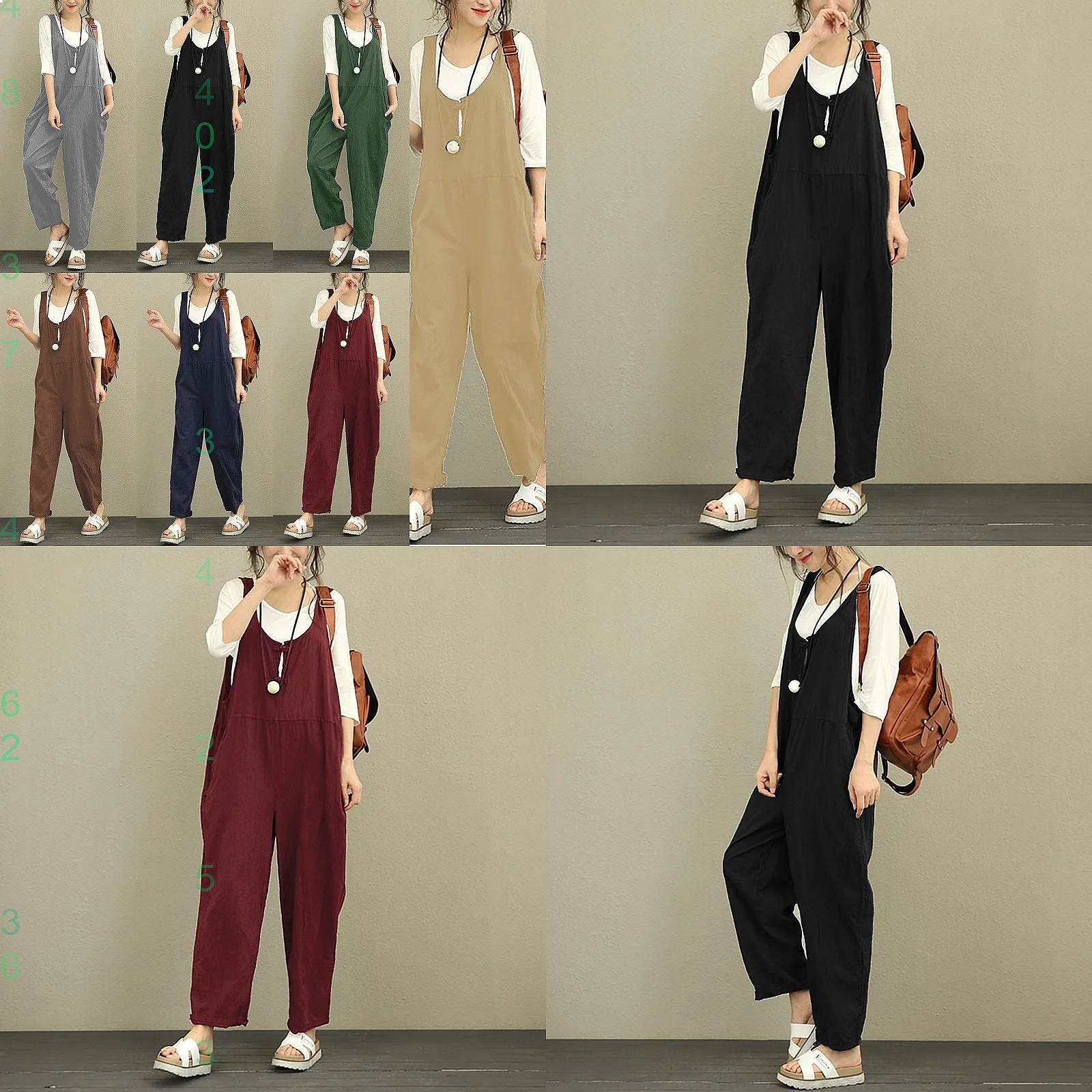 Women's Plus Size Loose Casual Overalls Jumpsuit Suspender Pants Slimming Vintage High Waist Streetwear Fashion Spring Autumn