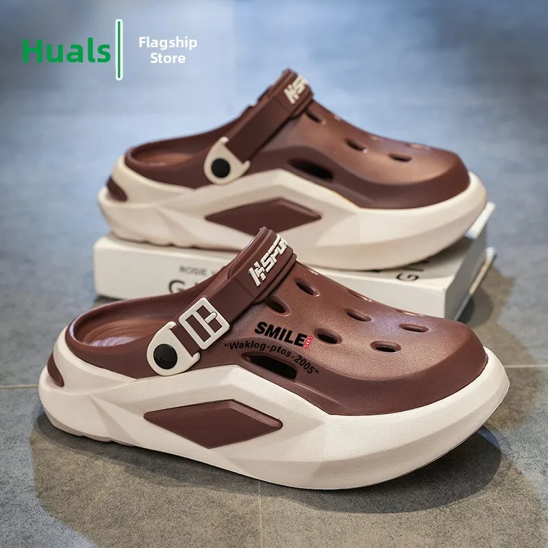 

Men's Summer Outdoor Sports Sandals Anti-slip Wear-resistant Thick Bottom Head Covering Clog Shoes Breathable EVA Material