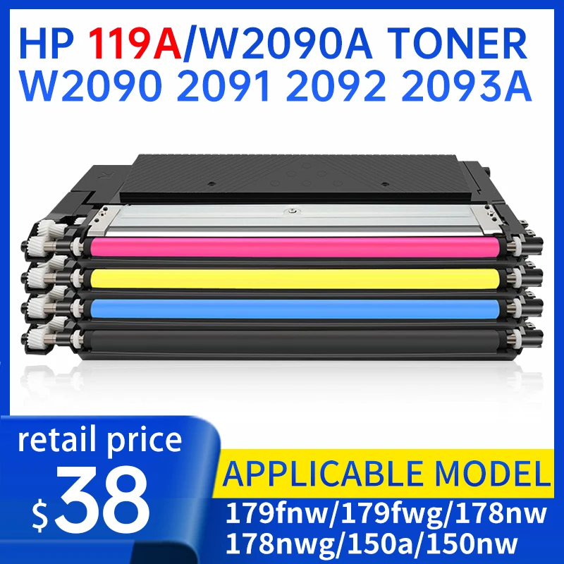 For HP 119A cartridge 178nw 179fnw cartridge 150a 150nw 119A cartridge W2090A W2091A W2093A W2092A chip 119A