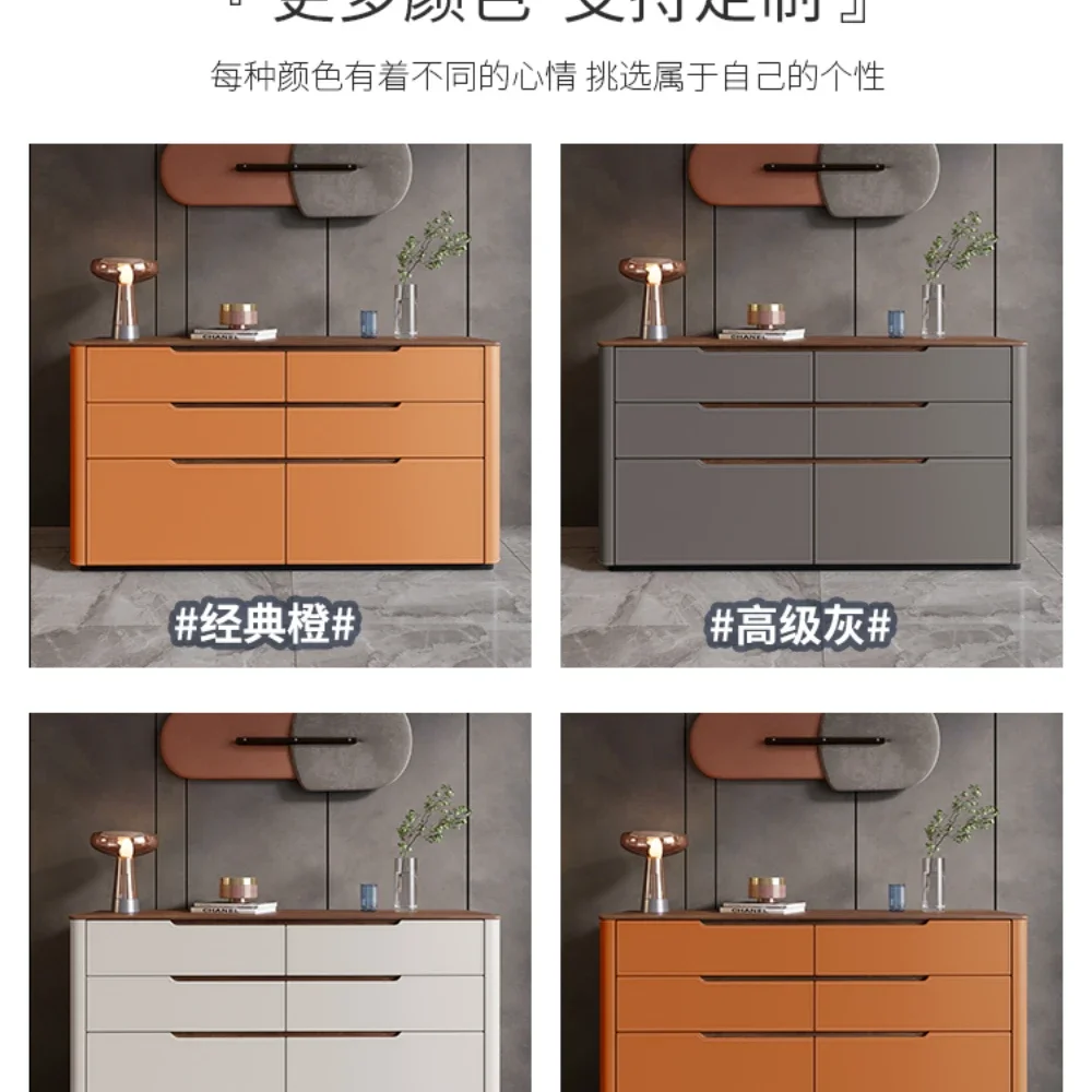 Saddle Leather Sideboard Cabinet Modern Living Room Small Apartment Storage Chest of Drawers