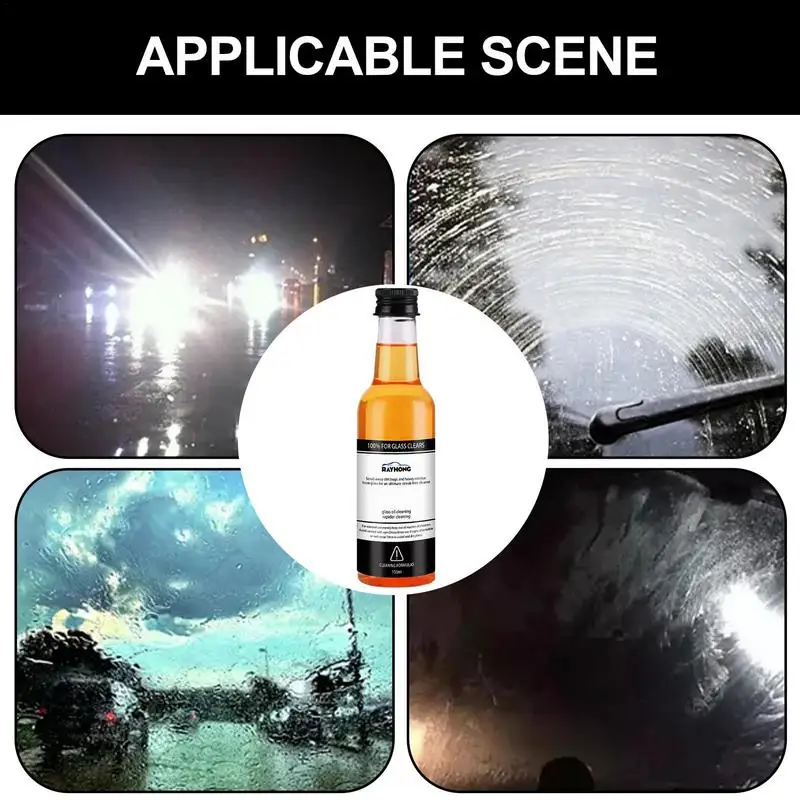 Car Glass Oil Film Cleaner 150ml Auto Windshield Cleaner Glass Oil Film Remover Eliminates Water Spots Bird Droppings Coatings