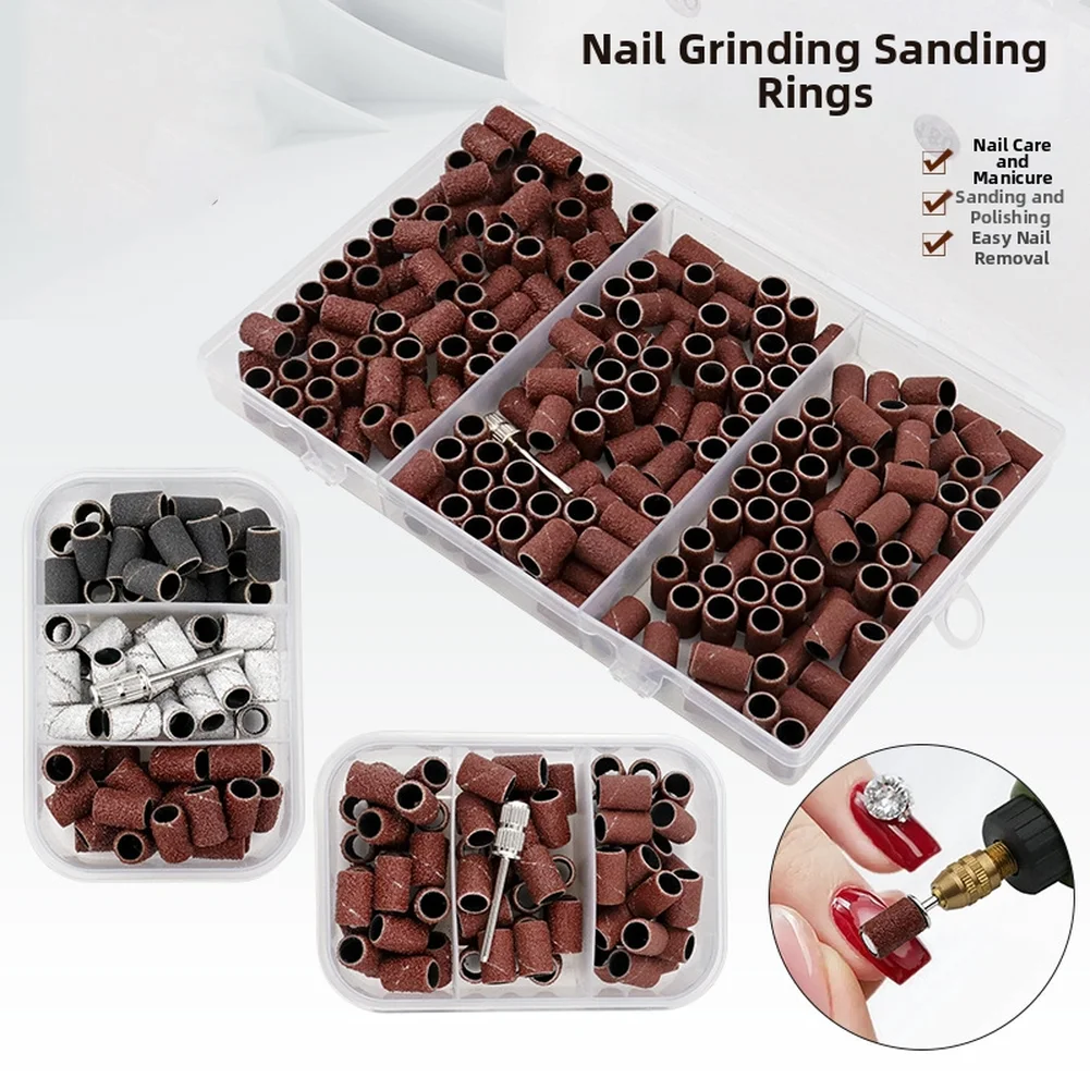 

75/210pcs Ail Sanding Ring Bands Electric Manicure Nail Drill Bits 80/120/180 Grit Electric Drill Machine Grinding Sand Ring Bit