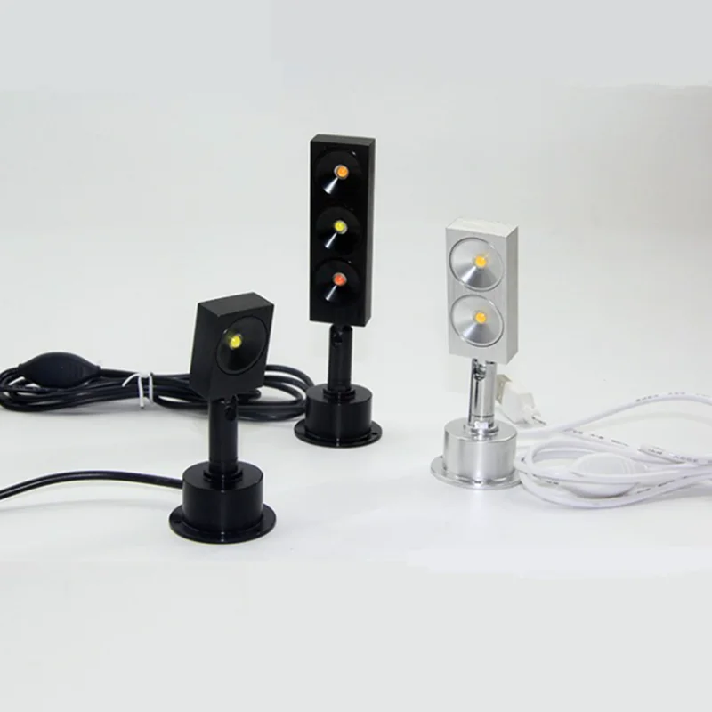 Led Spotlight USB Showcase Jewelry Light 3W DC 5V USB Switch Interface Shop Cabinet Figure Adjustable model display lamp Surface