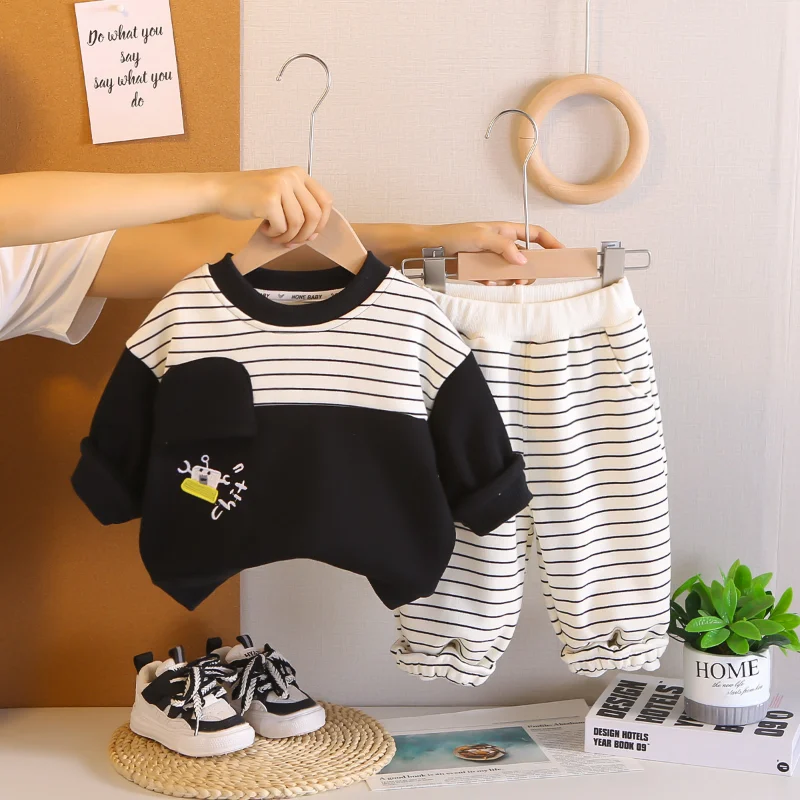 

New Autumn Winter Baby Clothes Children Thick Warm T-Shirt Pants 2Pcs/Sets Kids Boys Clothing Infant Costume Toddler Tracksuits