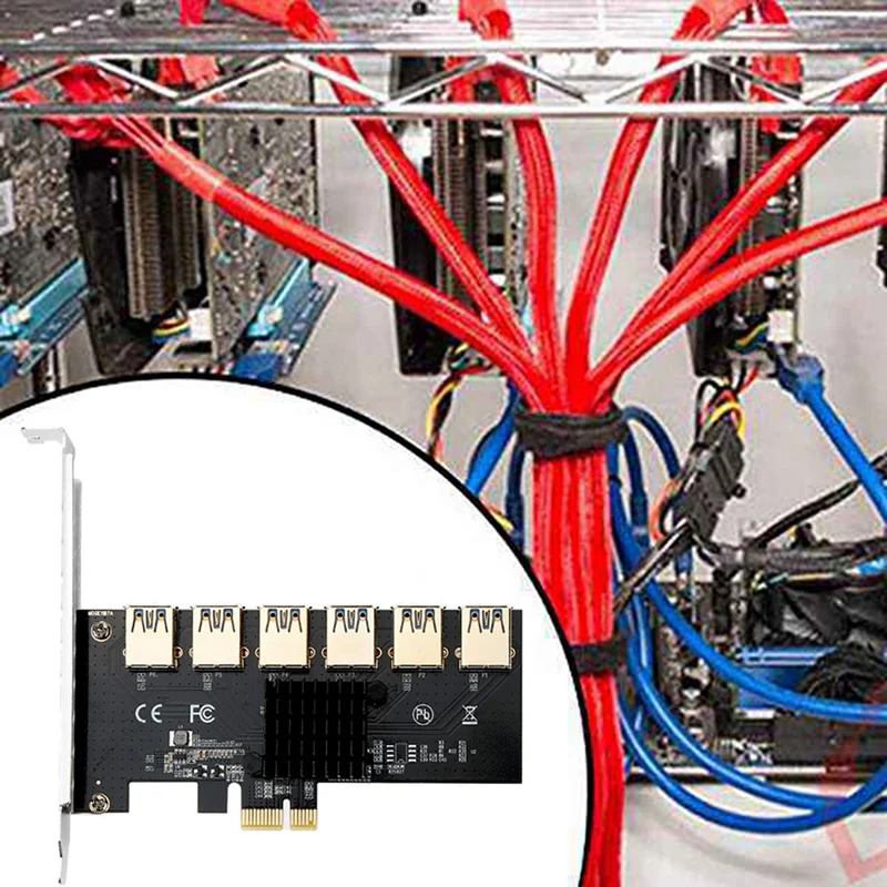 PCI-E Riser Card PCI-E 1X To 6 USB 3.0 Graphics Adapter Card PCI-E 1 To 6 Expansion For Bitcoin Mining