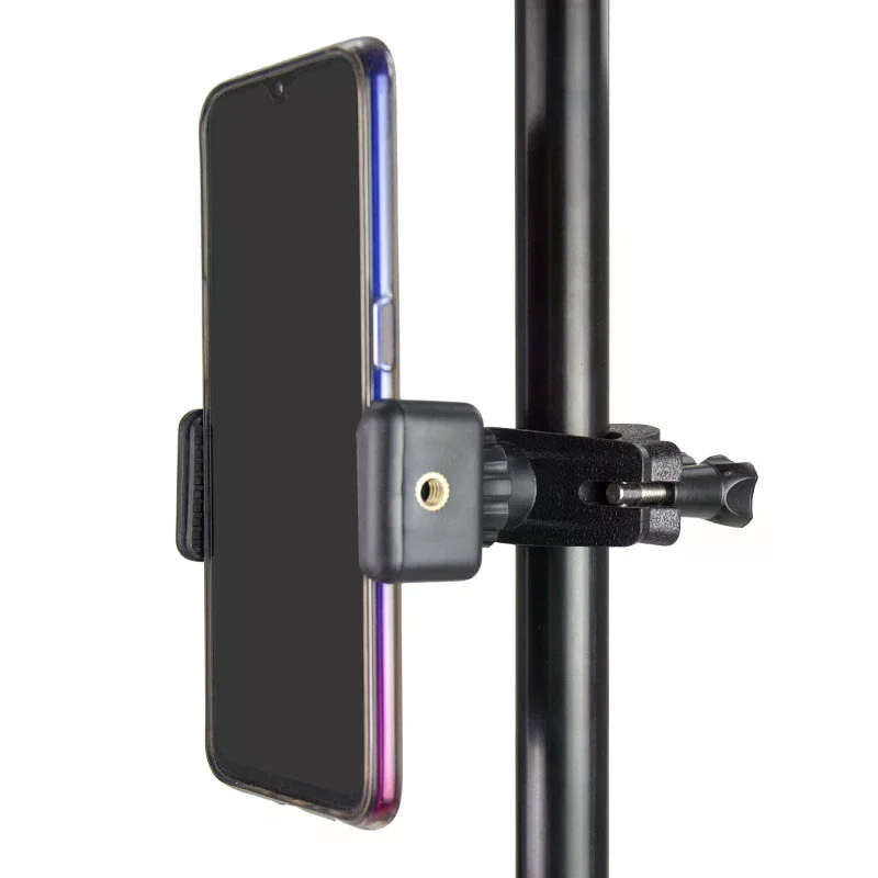 1 Set SLR Camera Phone Holder For Circular Lamp Tripod Phone Live Streaming Bracket Automatic Clamping 360 ° Rotating Bracket