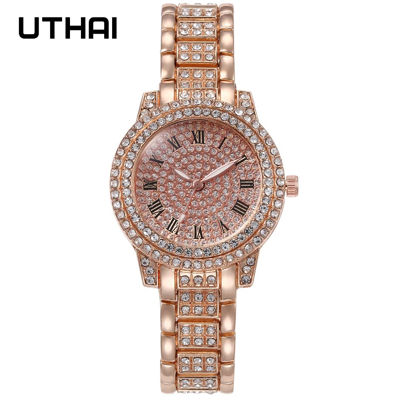 UTHAI H57 Women\'s Watch Vintage Diamond Ribbon Watches Gold Bracelet Accessories Woman\'s Fashion Quartz Wristwatch Clock