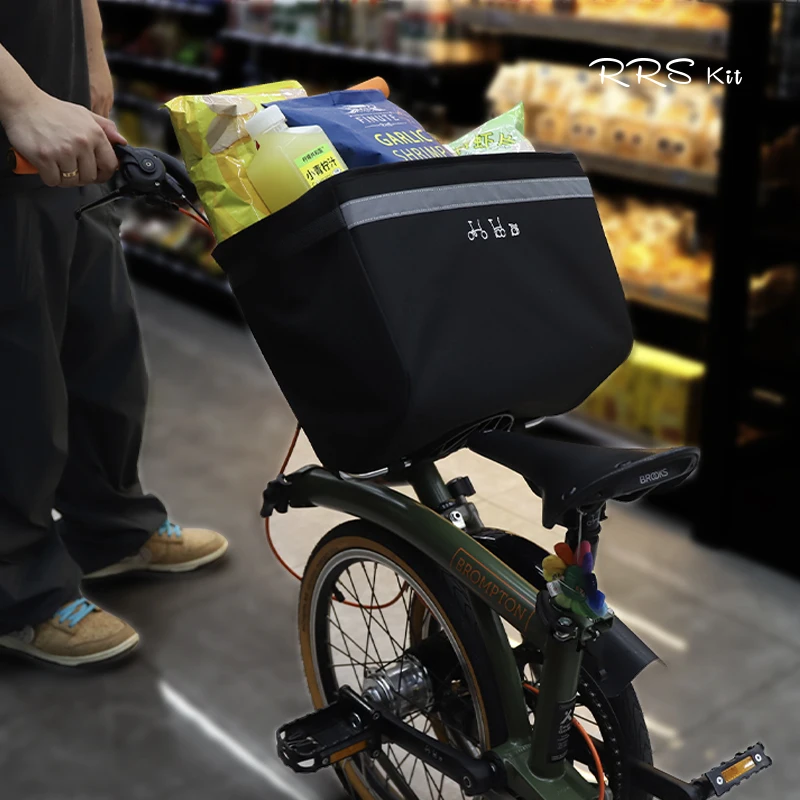 Für Brompton Faltrad: Vordere Aufbewahrungstasche mit Halterung, Original Vordertasche, Gemüsekorb und interne Halterung – Detail 5