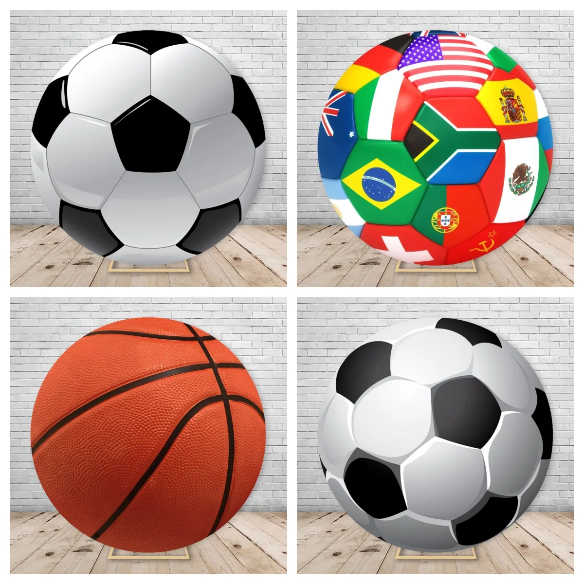 Round football birthday background football stadium baby boy portrait photo background cake table custom photography props