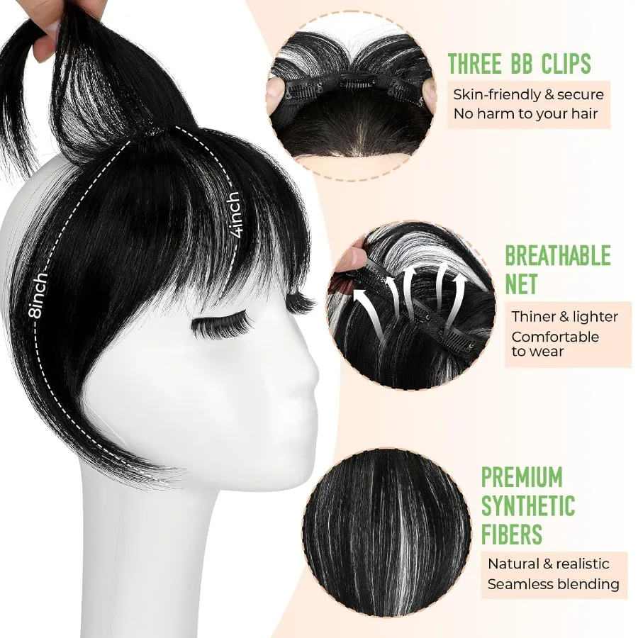 3603D الشعر الاصطناعية توبر للنساء مع الانفجارات وهمية Wispy في الظلام الأسود واقعية ارتداء اليومي حل الشعر للمظهر الطبيعي أ