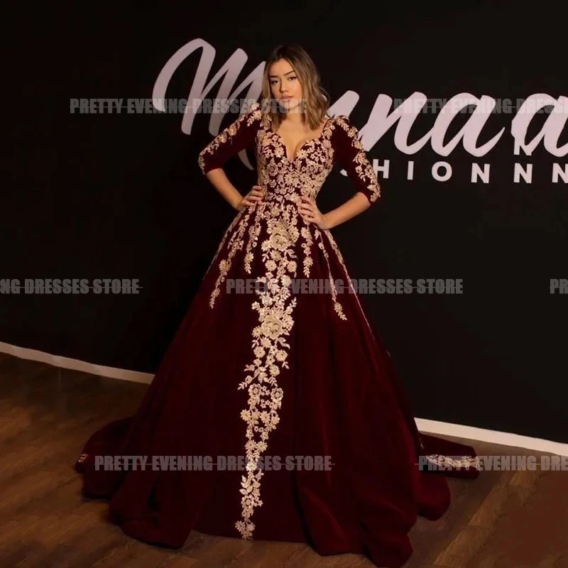 Luxury Evening Dresses For Woman A Line Formal Applique Sweetheart Sexy Long Sleeve Fashion Party Prom Ball Gowns فساتين طويلة