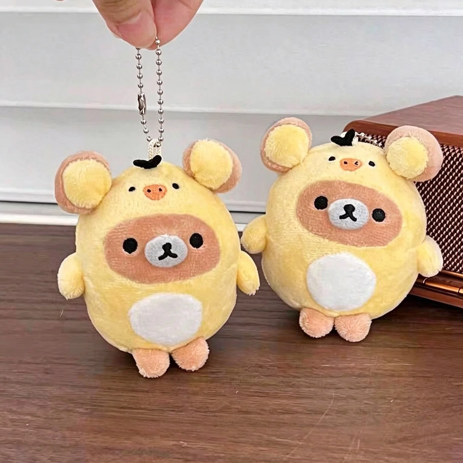 Kawaii Rilakkuma Kiiroitori Mochi Plush Soft Bear Chick Doll Keychain Backpack Hanging Toy Collectible Gift