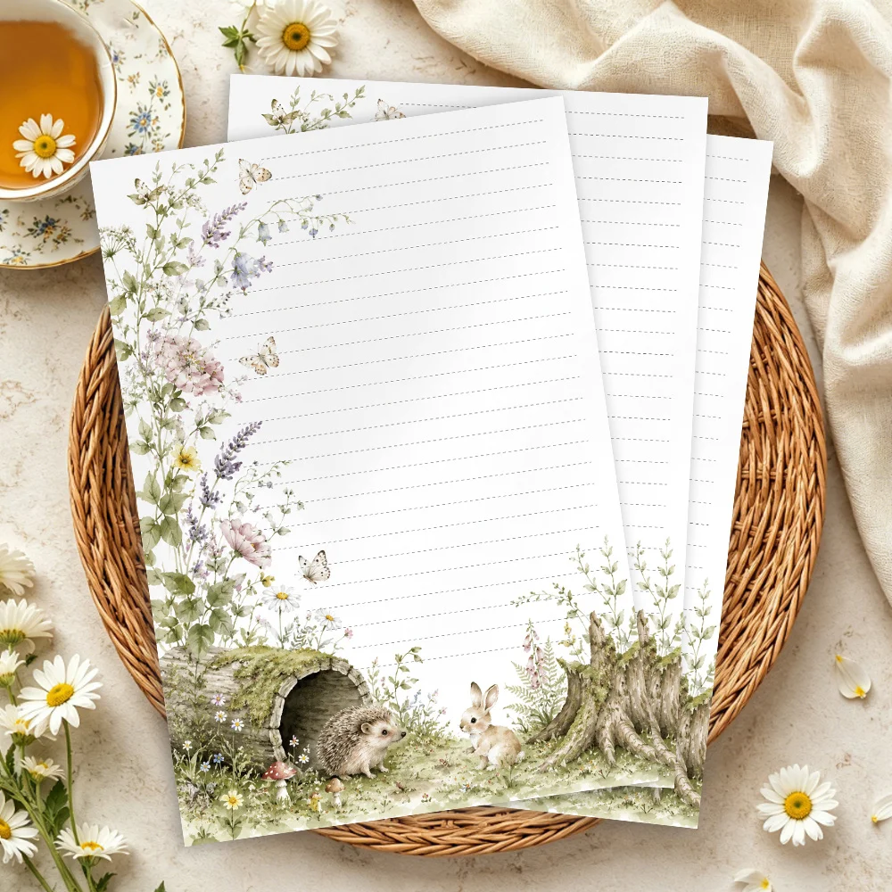 30 Sheets, B5 Forest-style Cute Pet Themed Writing Paper, Lined, No Glue, Perfect For Notebooks, Memos, And Stickers