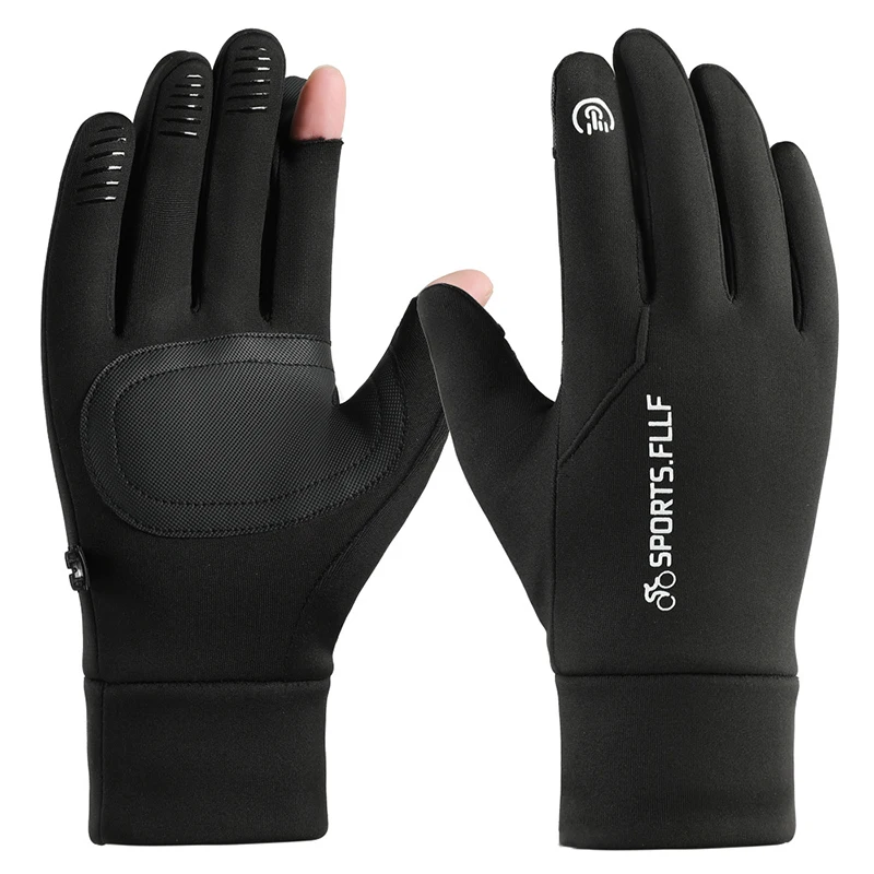 Black one size fits all winter riding gloves, men's warm riding gloves, waterproof riding gloves, touch screen accessories