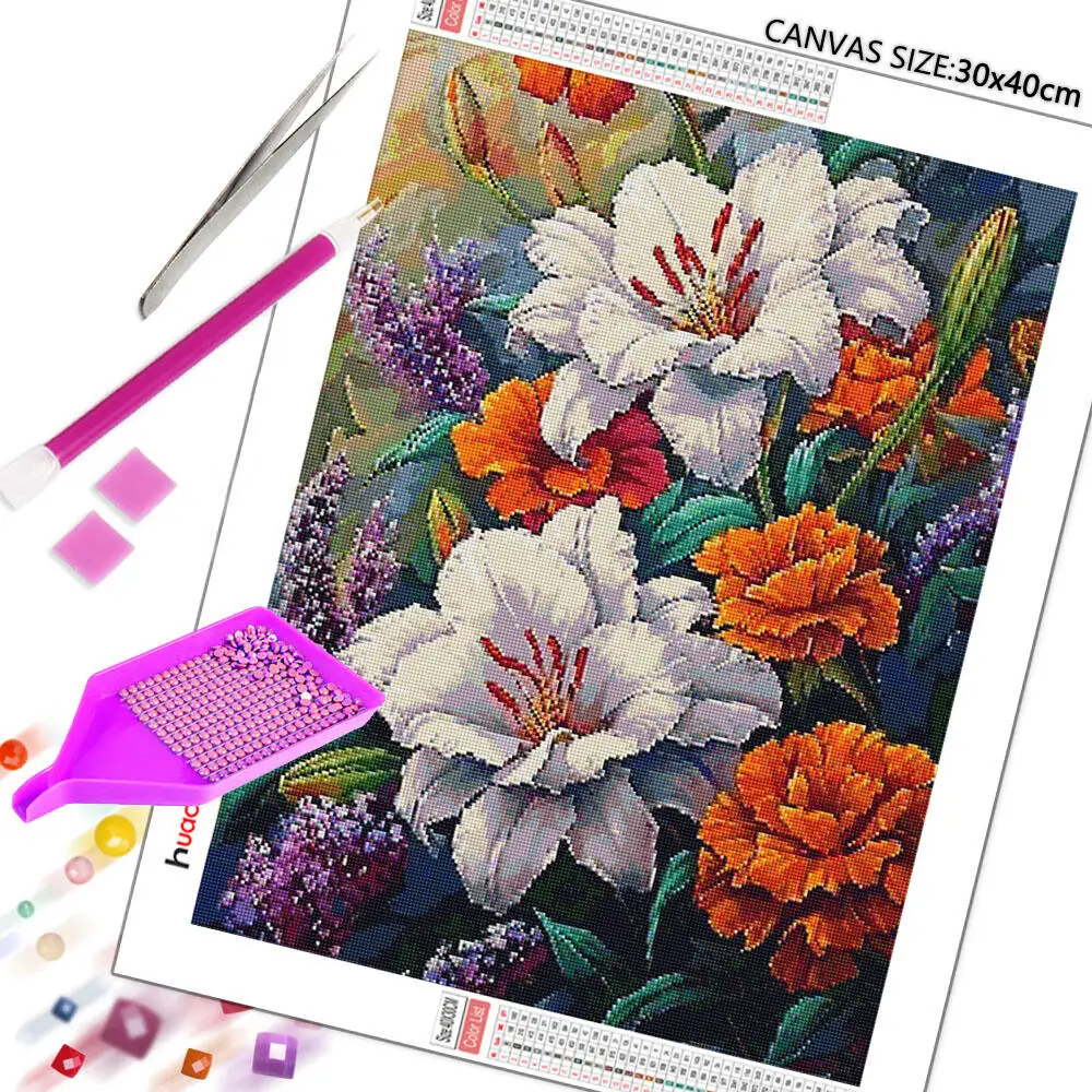 Huacan Home Decor Flowers Diamond Painting Complete Kit New Arrivals 2025 Diamond Mosaic Rhinestone Pictures