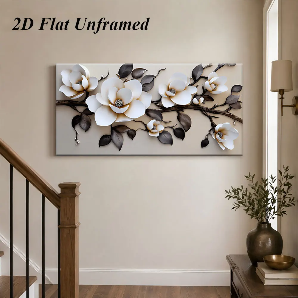 1pc (No frame),1 modern minimalist magnolia flower frameless decorative painting, light luxury art floral decoration painting, 2