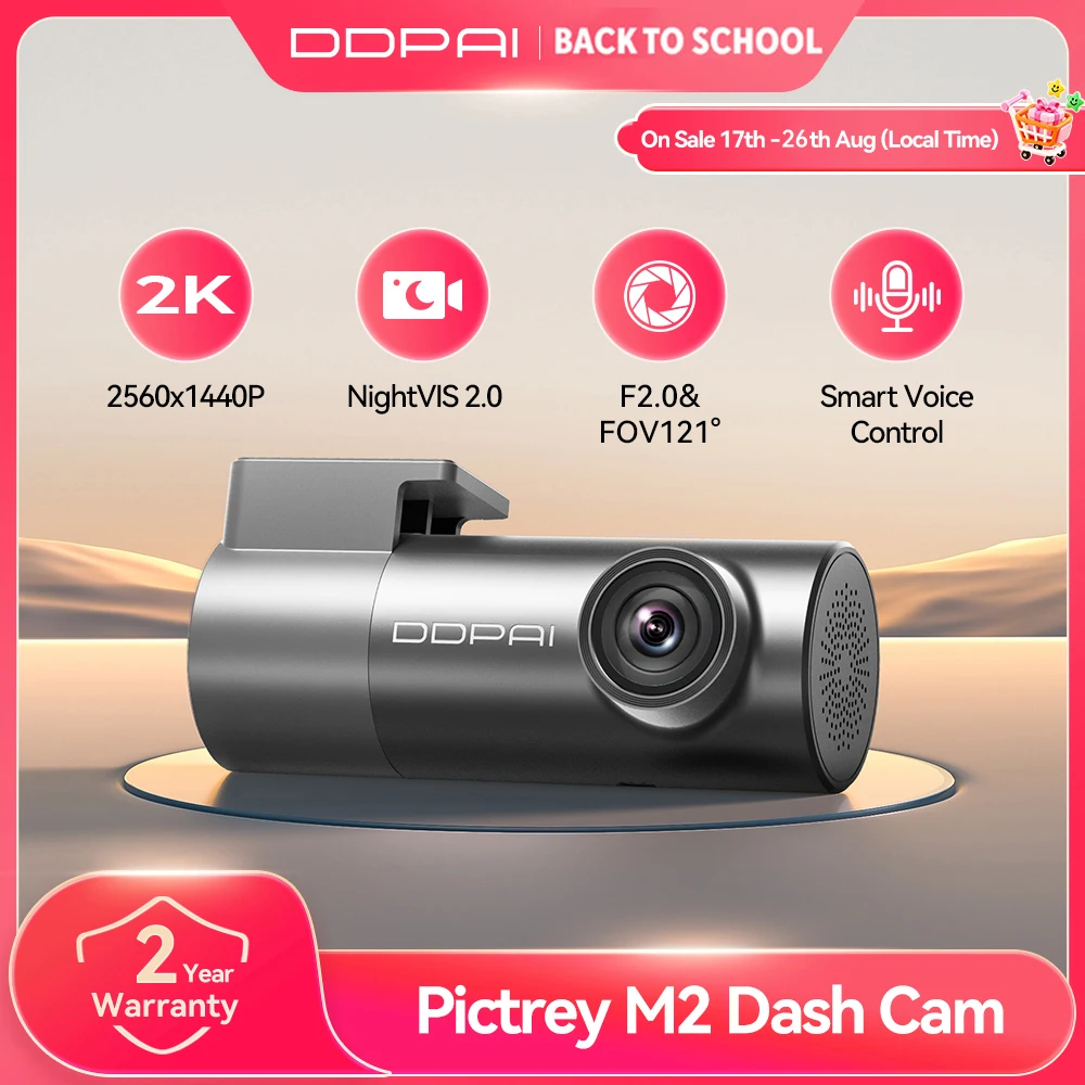 Câmera de painel Pictrey M2 2K 330 °   Carro giratório DVR suporte visão noturna controle de voz inteligente monitor de estacionamento 24H